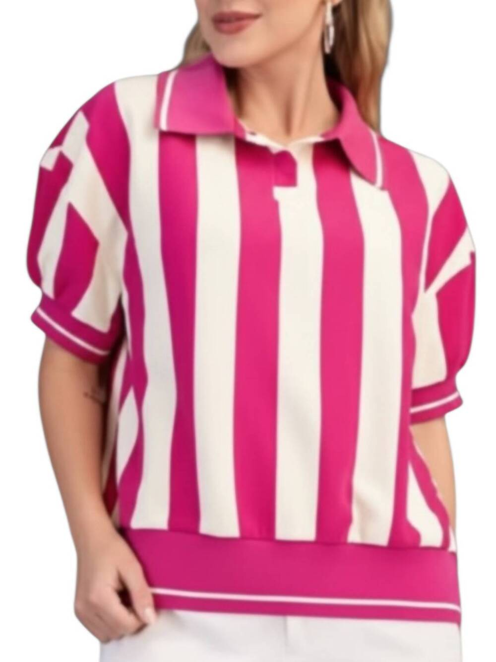 NEW CAROLE CHRISTIAN jasmine stripe top in pink